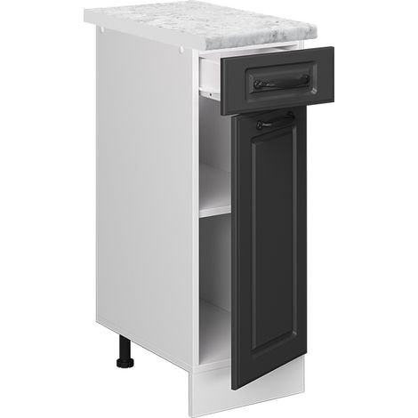 Schubladenschrank R-Line, Anthrazit Landhaus, 30 cm AP Marmor, Vicco