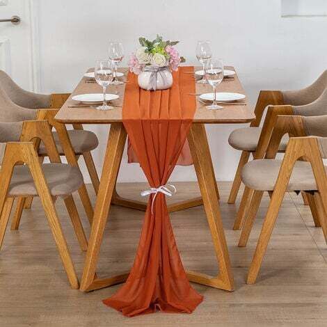 BARKBUSTERS Chemin de Table en Mousseline de Soie, 70x300 cm, en Rouge Rouille, Bande de Table en Terre Cuite , Chemin de Table Lavable, décoration de Table (1/5)