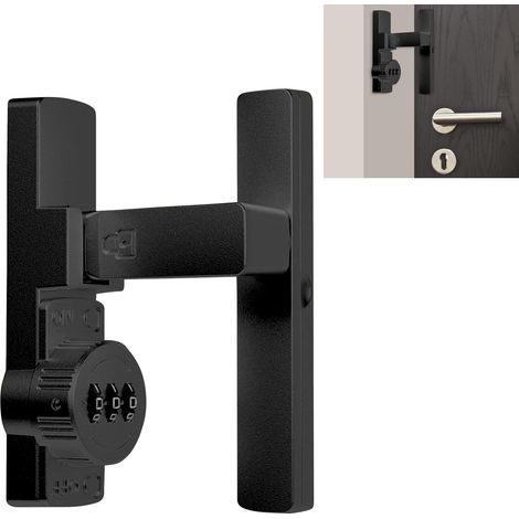 90-degree combination lock with 3-digit keyless code for doors, barns, garages, garden sheds and window cabinets (black) (1/5)