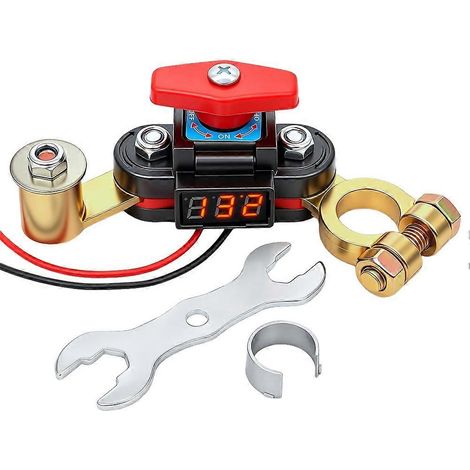Interrupteur coupe-batterie 12/24 V avec protection contre les fuites, en cuivre pur épais, à double tête rotative, pour voiture, tondeuse, camping-car et bateau (1/5)