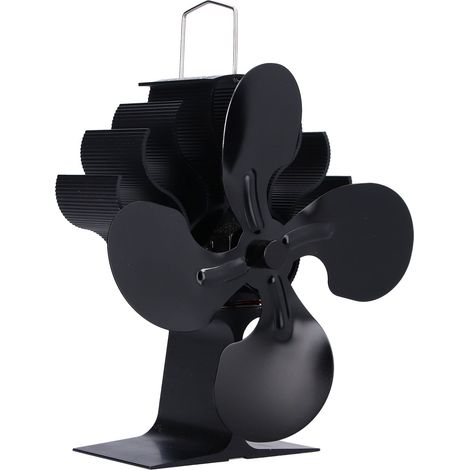 Ventilateur de poêle à bois écologique à une tête et 4 pales, alimenté par la chaleur, pour foyer au bois et distribution efficace de la chaleur (1/5)
