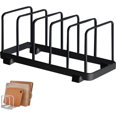 Égouttoir à vaisselle de style nordique pour cuisine, porte-assiettes multifonctionnel, porte-planche à découper - noir (1/5)