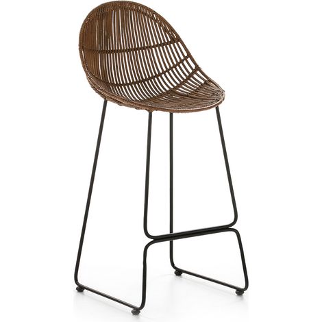 Tabouret 46x45x97 Métal noir/Osier marron