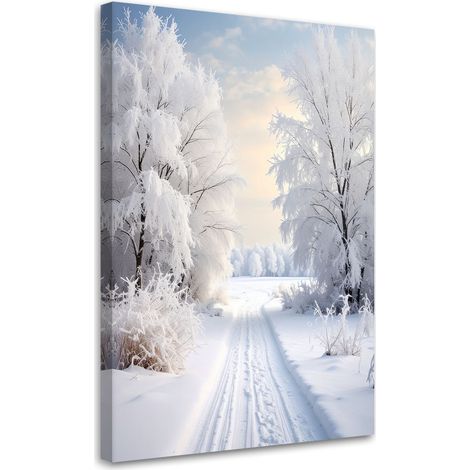 Wandbild Landschaft Winter Schnee Straße Bäume 40x60 cm (1/5)