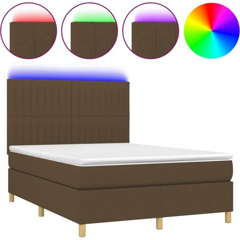 Maison Exclusive - Boxspringbett mit Matratze & LED Dunkelbraun 1
