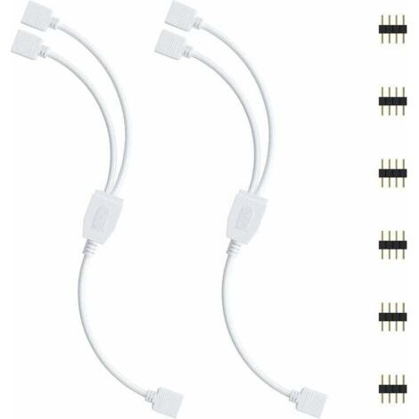 Kit de connecteurs pour ruban LED, 2pcs Séparateur de Bande LED 4 Broches 1 à 2 Câble Diviseur Connecteur à 4 Broches pour ruban LED RVB 5050 3528 2835 Accessoires de DIY (1/5)