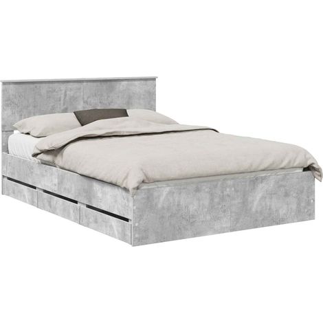 Maison Exclusive - Struttura del letto con cassetto Grigio cemento 140 x 190 cm (1/5)