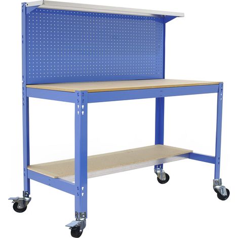 Simonrack Pro-Werkbank blau mit Rädern Tragfähigkeit 120 kg