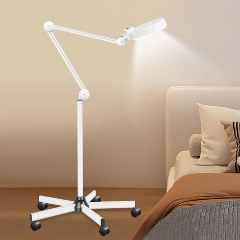 YISSALE -Lampe de travail LED 5X avec pied fixe, lampe de loupe sur support à roulettes, 125 mm, 5 dioptries, blanc, lumière, lampe d'usage pour salons de beauté, 22 W, statif [classe énergétique A] (1/5)