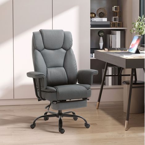 Silla de oficina de polipiel gris, reclinable 150°, reposacabezas, altura regulable, 68 x 80 x 120-126 cm (1/5)