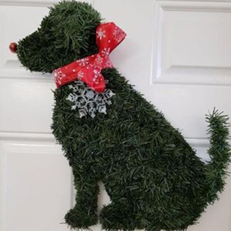 Ghirlanda natalizia decorativa, decorazione natalizia per il giardino – Cane fiocco di neve accovacciato -Crezuo