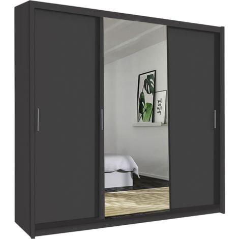 Manali 3 Door Sliding Wardrobe with Mirror 250cm - Grey (1/5)