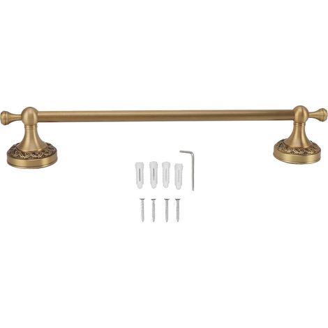 Barre porte-serviettes 40 cm en cuivre rétro, tige unique, gain de place, design anti-basculement pour salle de bain, noir antique (Antique) (1/5)