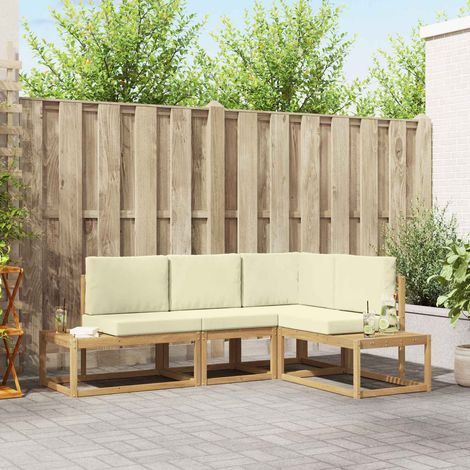 vidaXL Outdoor-Sofagarnitur 3 Stück Weiß und Creme Polyester (1/5)