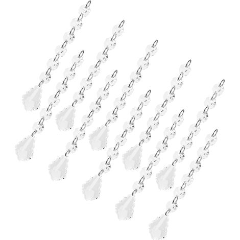 10 Pièces Pendentifs en Cristal Acrylique Forme Feuille 15cm pour Décorations de Lustre, Mariage et Fêtes (1/5)