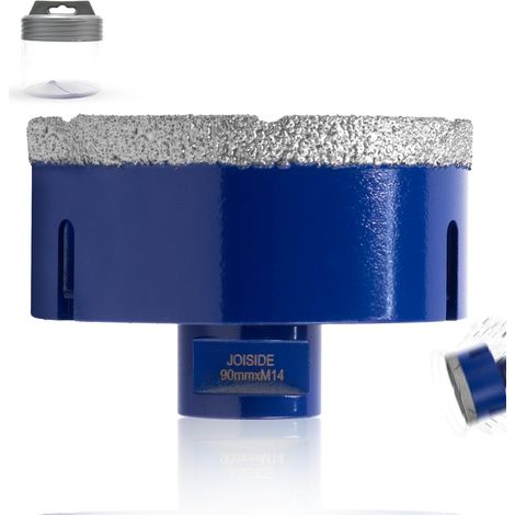 Foret à Diamant Carrelage 90 mm x M14, Foret Diamanté pour Céramique Porcelaine Marbre Granit Perçage à Sec M14 Filetage (1/4)