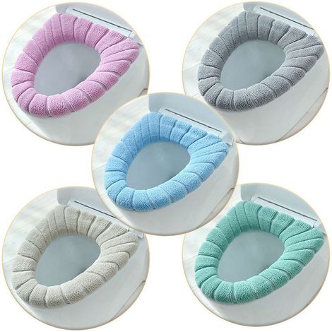 Abattant Toilette - Coussin WC Lavable En Fibre Acrylique Extensible - Pour Siège Ovale Et Rectangulaire - 5 Pièces (1/5)