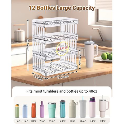1134 g (40 oz) Glas-Organizer, patentiert für die Verwendung in der Speisekammer. Stapelbar, 4er-Set für 12 Flaschen.