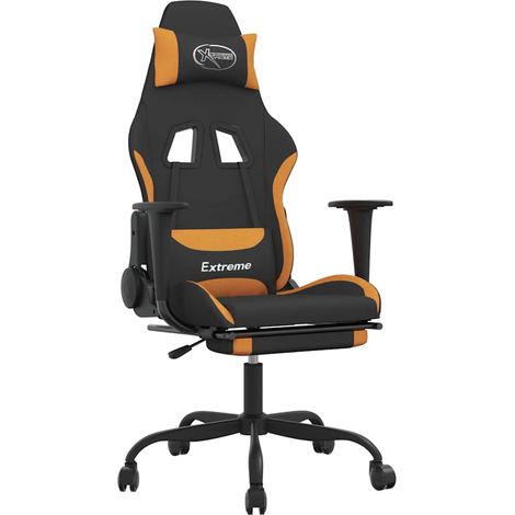 Maison Exclusive - Sedia da Gaming con Poggiapiedi Nero e Arancione in Tessuto (1/5)