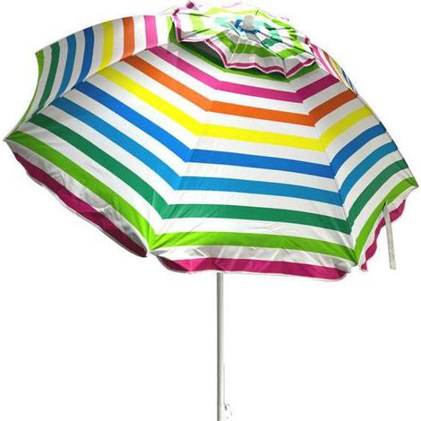 Ombrellone Da Spiaggia In Poliestere A Righe Cm.200 - ø cm.200 - righe chiare