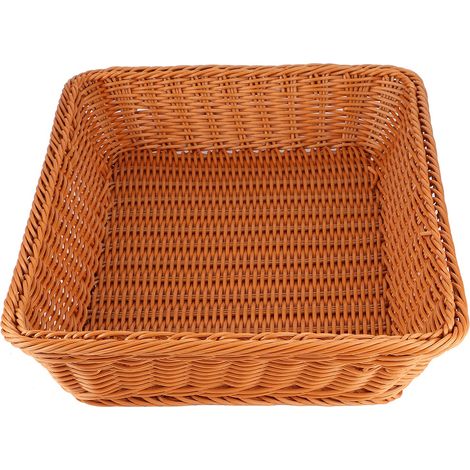 Panier de rangement rectangulaire de bureau pour aliments, pain, fruits et légumes, couleur café, taille L, idéal pour le bureau ou le restaurant. (1/5)