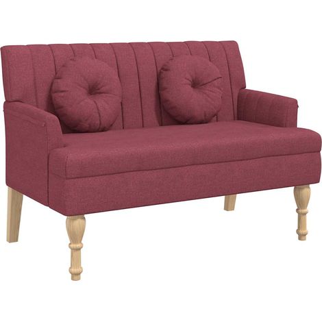 vidaXL Banco con cojines tela rojo tinto 113x64,5x75,5 cm (1/2)