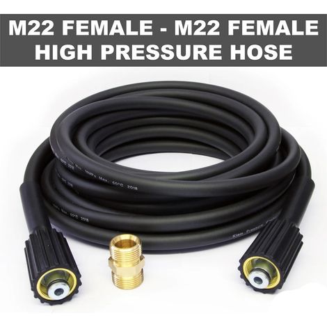 Tuyau de nettoyage haute pression de 15 m avec filetage interne M22 et raccord intégré. (1/5)