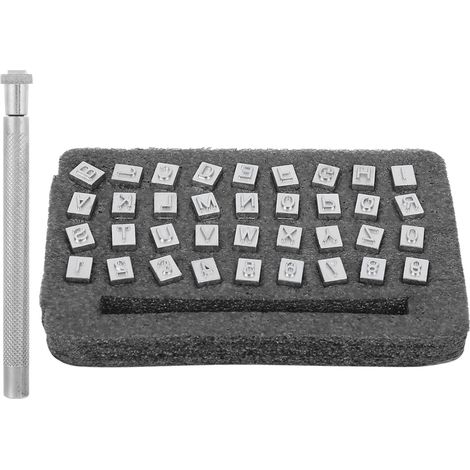 Kit de 36 pièces alphabet en cuir pour marquage DIY, portable, poinçons manuels en acier inoxydable noir, lettres. (1/5)