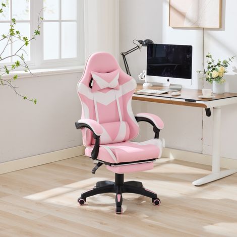 Chaise de Bureau Ergonomique Pivotante à 360° et RéGlable En Hauteur, Avec Repose-Pieds, Appui-TêTe et Soutien Lombaire, AdaptéE à Une Utilisation Au Bureau Et Pour Les Jeux VidéO. (1/4)