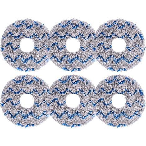 13,5 cm di diametro esterno, 3,5 cm di diametro interno, confezione da 6 panni di ricambio blu per Ecovacs T20, Accessori per aspirapolvere T20pro, T20max, T20 MAX PLUS, T20 PRO PLUS, panno in microfi (1/5)