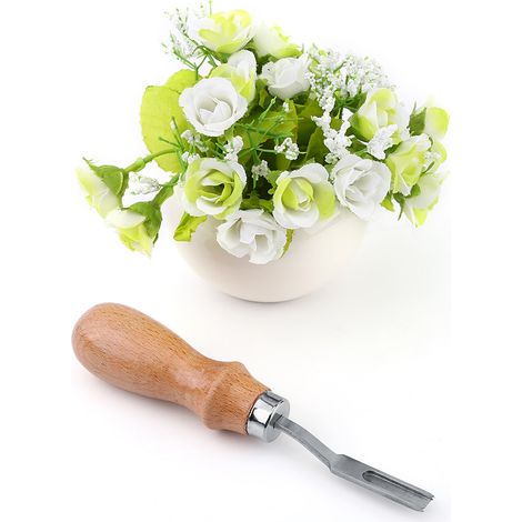 Biseauteuse à bords larges pour le travail du cuir, outil de parage et de finition, manche en bois (1/5)