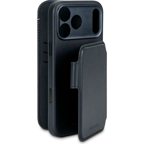 Funda tipo cartera desmontable Decoded para iPhone 17 Pro Max con MagSafe, cuero genuino Azul marino (1/5)