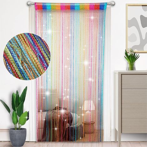 Rideau De Perles - 100 x 200 cm - Polyester - Séparateur De Pièce Porte Fenêtre - Décoration Festive Chambre Salle À Manger - 1 Pièce (1/5)