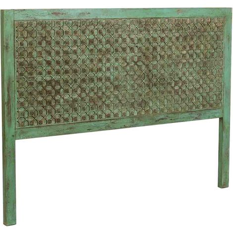 Cabecero de cama de madera artesanal verde 160x3x120h cm (1/5)