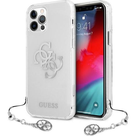 Guess GUHCP12LKS4GSI iPhone 12 Pro Max 6,7" Transparente Hartschale 4G Silberne Charms Kollektion