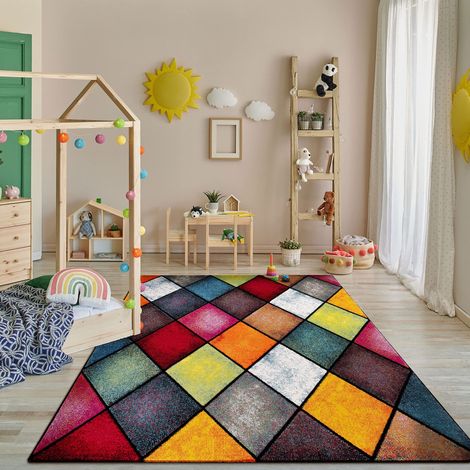 Tapis De Salon Poils Ras Moderne Motif Geometrique 3D, Dimension:120x170 cm (1/5)