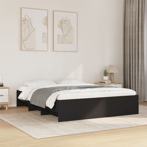 Cadre de lit sans matelas-Structure de lit noir 160x200 cm bois d'ingénierie 978714 (1/5)