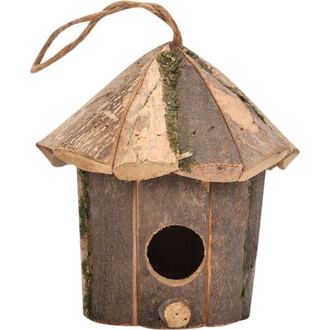 Maison Pour Oiseaux - Bois Naturel - Fixation Murale Extérieure - Pour Jardin Balcon Cour - 1 Pièce (1/5)