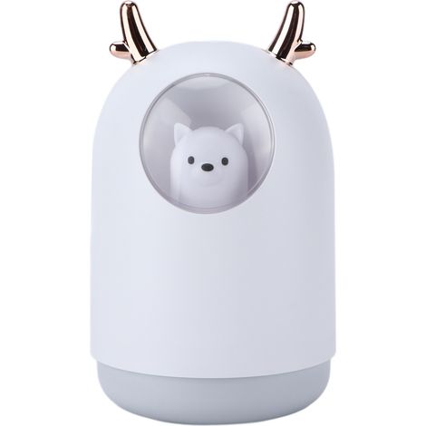 Mini humidificateur USB silencieux pour chambre, bureau, table de chevet, design mignon en forme d'animal, brumisateur d'air blanc, compact et décoratif (1/5)