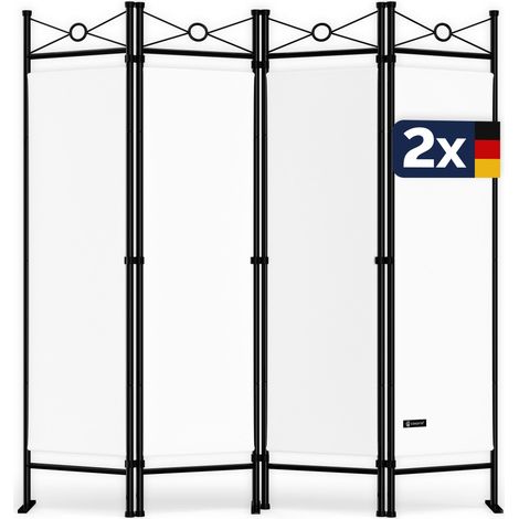 CASARIA® 2er Set Paravent 180x163cm 4-teilig Blickdicht Faltbar Freistehend Trennwand Stabil Wohnzimmer Schlafzimmer Home Office Trennwand Weiß (1/5)