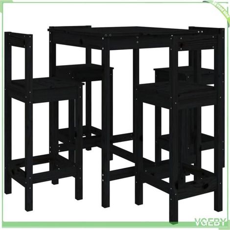 Ensemble de bar de jardin - FAFEICY - 3154744 - Bois de pin massif - Noir - 4 places (1/5)