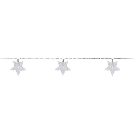 Ghirlanda fissa a batteria 10 LED con stelle a luce bianca fredda 1,3 m (1/3)