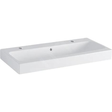 Geberit iCon - Lavabo, 90x49 cm, avec trop-plein, 2 trous pour robinetterie, blanc 502.924.00.1 (1/3)