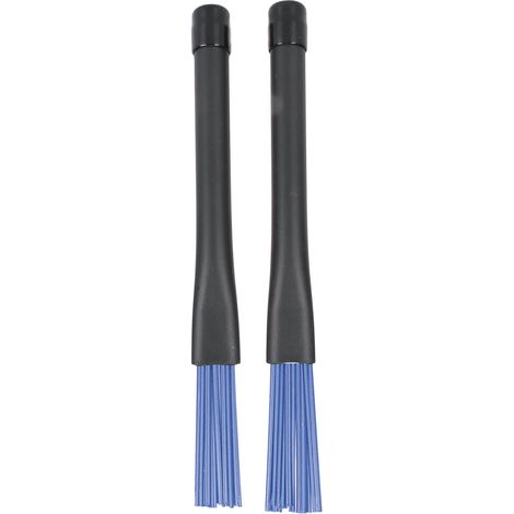 2 Brosse à tambour rétractable professionnelle, jeu de balais en nylon avec poignées caoutchouc, pour batteurs rock, country et folk, bleu (1/5)