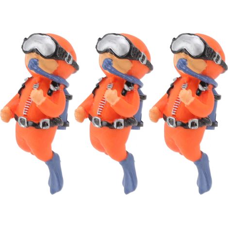 Lot de 3 décorations de plongeur pour aquarium, en résine sûre, position ajustable, pour eau douce et eau de mer. (1/5)