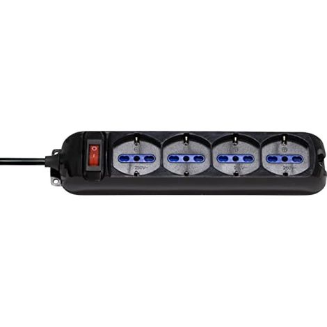 Brennenstuhl 1150739314 Presa Multipla con Interruttore di Sicurezza e Cavo per Spine Elettriche, 3500 W, 230 V, Nero, 29 cm - 3 m (1/4)