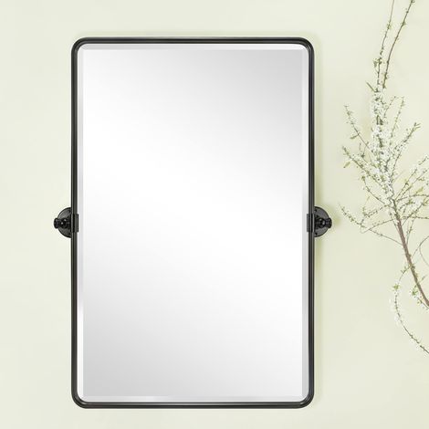 Miroir de Salle de Bain rectangulaire pivotant de 50,8 x 76,2 cm avec Cadre en métal Bronze huilé, inclinable, biseauté pour Mur (1/5)