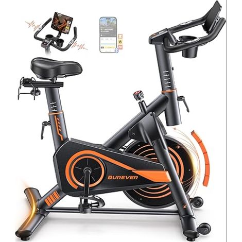 Velo d Appartement Connecté, Vélo Appartement Ultra-Silencieux, Conception Ergonomique, Écran LCD, Fréquence Cardiaque, Résistance Magnétique, Volant d'Inertie 15 KG, Capacité 160KG (1/5)