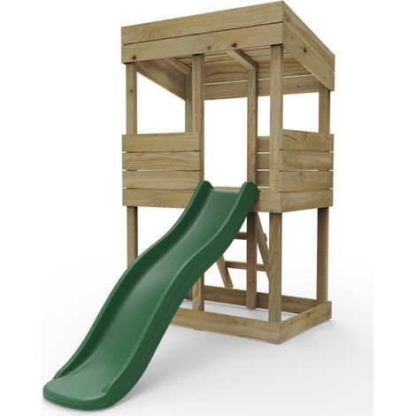 Wooden Lookout Tower Playhouse with 6ft Slide - Standard Set