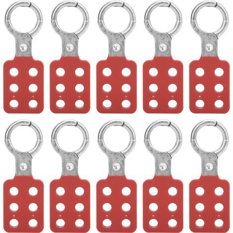 Moraillon de verrouillage en aluminium rouge, 10 pièces, 25mm/1,0 pouces, 6 trous, pour l'industrie chimique, énergie électrique, Mine de charbon de pétrole (1/5)